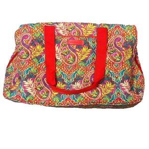 Vera Bradley Triple Compartment Travel Bag Paisley in Paradise Print Duffel Tote